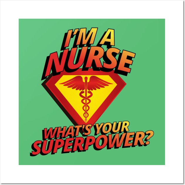 I'm A Nurse What's Your Superpower RN LPN Cool Funny Gift Wall Art by klimentina